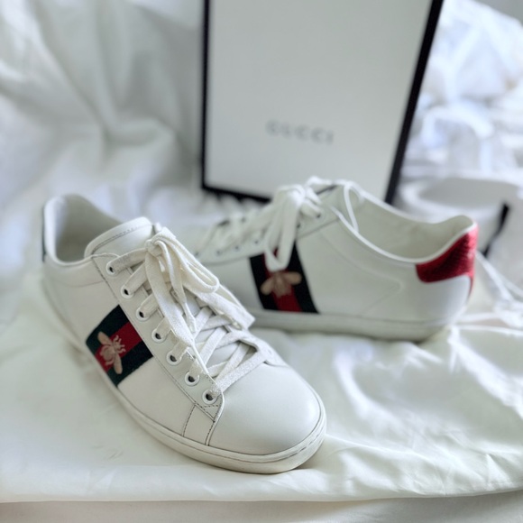 Gucci Ace Embroidered Bee Sneakers - EU 37 1/2 / US 7.5 (runs 1/2 size larger) - Picture 5 of 6